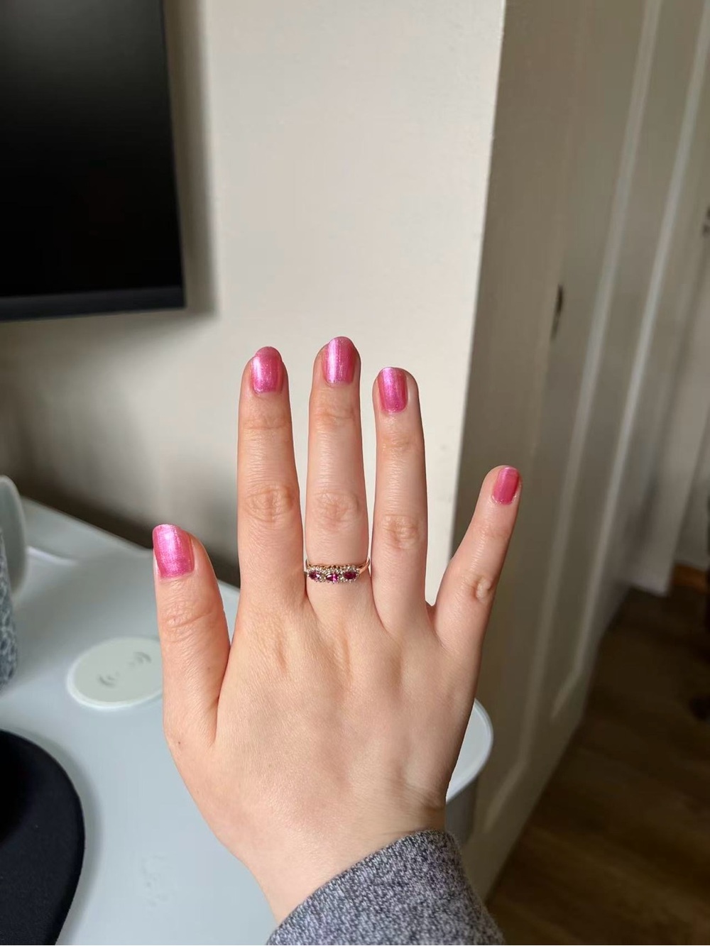 14K yellow gold ruby and diamond ring